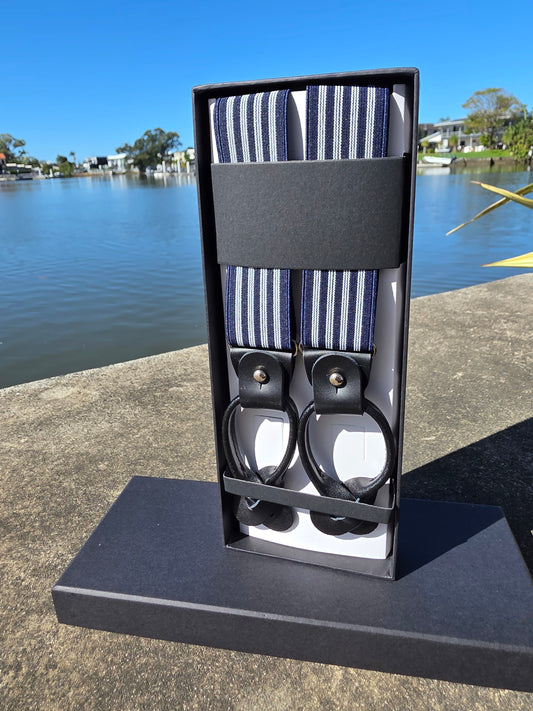 Navy Stripe Suspenders