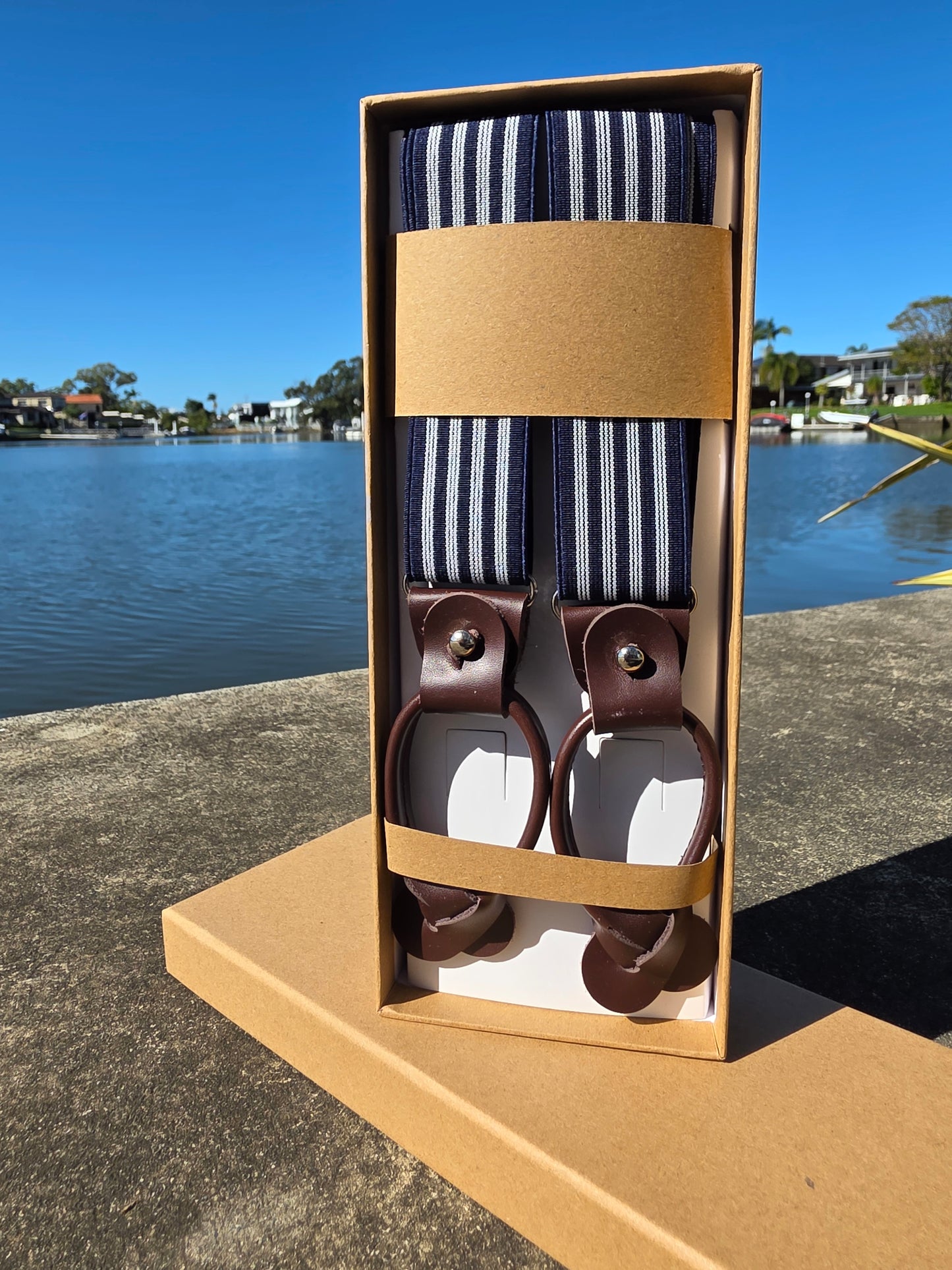 Navy Stripe Suspenders