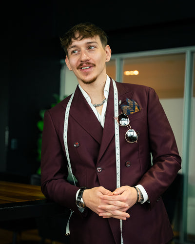 burgundy custom tailored suit bespoke